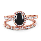 Two Piece Oval Natural Stone Bridal Ring