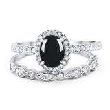 Two Piece Oval Natural Stone Bridal Ring