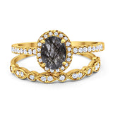 Two Piece Oval Natural Stone Bridal Ring