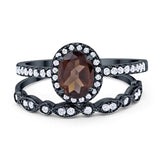Two Piece Oval Natural Stone Bridal Ring