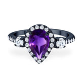 Art Deco Pear Natural Stone Trio Ring