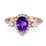 Art Deco Pear Natural Stone Trio Ring