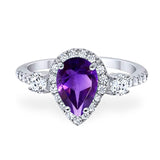 Art Deco Pear Natural Stone Trio Ring
