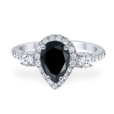 Art Deco Pear Natural Stone Trio Ring