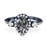 Art Deco Pear Natural Stone Trio Ring