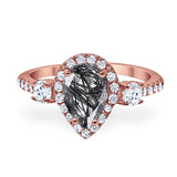 Art Deco Pear Natural Stone Trio Ring