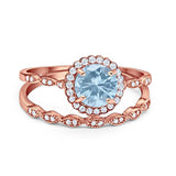Two Piece Round Natural Stone Flower Ring