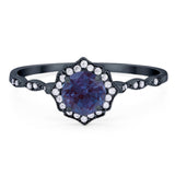 Vintage Style Round Natural Stone Floral Ring