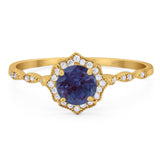Vintage Style Round Natural Stone Floral Ring