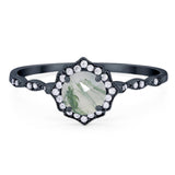 Vintage Style Round Natural Stone Floral Ring