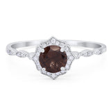 Vintage Style Round Natural Stone Floral Ring