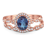 Two Piece Oval Natural Stone Bridal Ring