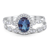 Two Piece Oval Natural Stone Bridal Ring