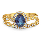 Two Piece Oval Natural Stone Bridal Ring
