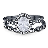 Two Piece Oval Natural Stone Bridal Ring