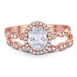 Two Piece Oval Natural Stone Bridal Ring