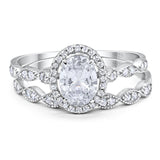 Two Piece Oval Natural Stone Bridal Ring