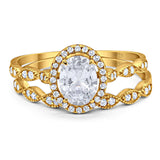 Two Piece Oval Natural Stone Bridal Ring