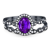 Two Piece Oval Natural Stone Bridal Ring