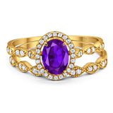 Two Piece Oval Natural Stone Bridal Ring