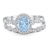 Two Piece Oval Natural Stone Bridal Ring