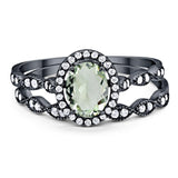Two Piece Oval Natural Stone Bridal Ring