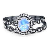 Two Piece Oval Natural Stone Bridal Ring