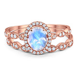 Two Piece Oval Natural Stone Bridal Ring