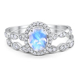 Two Piece Oval Natural Stone Bridal Ring