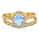 Two Piece Oval Natural Stone Bridal Ring
