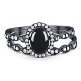 Two Piece Oval Natural Stone Bridal Ring