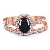 Two Piece Oval Natural Stone Bridal Ring
