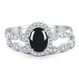 Two Piece Oval Natural Stone Bridal Ring