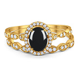 Two Piece Oval Natural Stone Bridal Ring