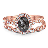 Two Piece Oval Natural Stone Bridal Ring