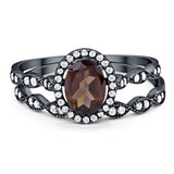 Two Piece Oval Natural Stone Bridal Ring