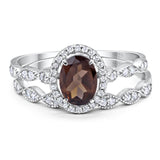 Two Piece Oval Natural Stone Bridal Ring
