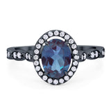 Art Deco Oval Natural Stone Halo Ring
