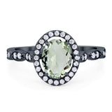 Art Deco Oval Natural Stone Halo Ring