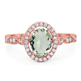 Art Deco Oval Natural Stone Halo Ring