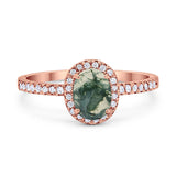 Art Deco Oval Natural Stone Wedding Ring