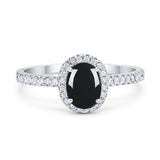 Art Deco Oval Natural Stone Wedding Ring