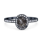 Art Deco Oval Natural Stone Wedding Ring