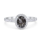 Art Deco Oval Natural Stone Wedding Ring