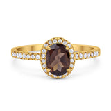 Art Deco Oval Natural Stone Wedding Ring