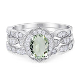 Three Piece Oval Natural Stone Floral Ring