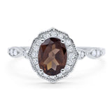 Art Deco Oval Natural Stone Flower Ring