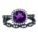 Two Piece Round Natural Stone Ring
