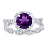 Two Piece Round Natural Stone Ring