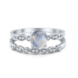 Two Piece Round Natural Stone Ring